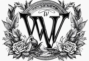 The letter W with arrows incorporated tattoo idea