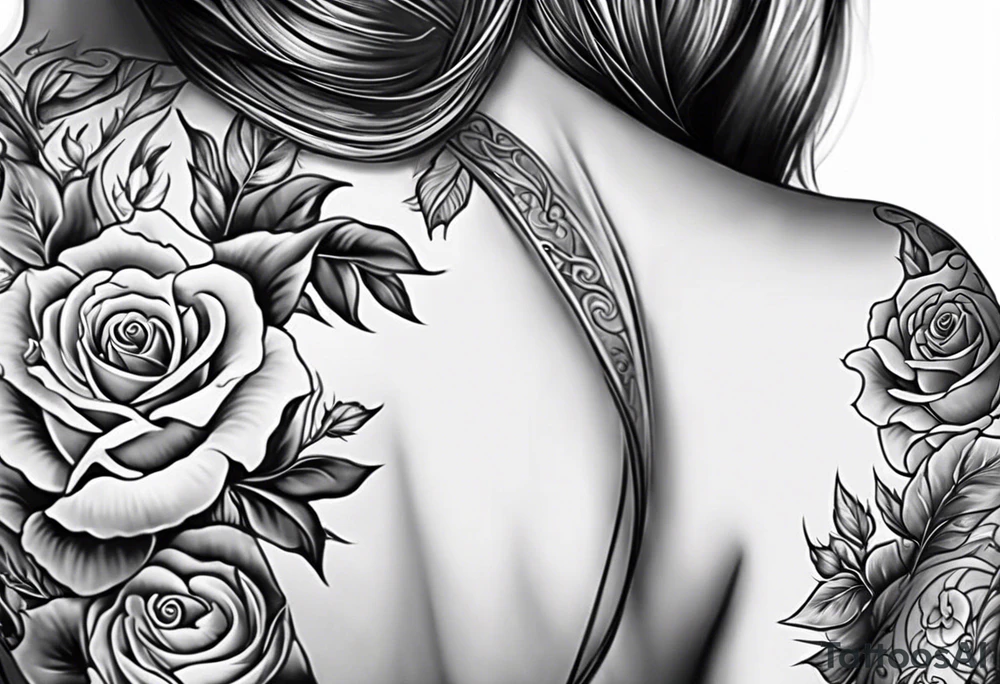 cross blended with rose tattoo idea