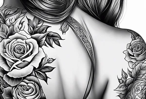 cross blended with rose tattoo idea