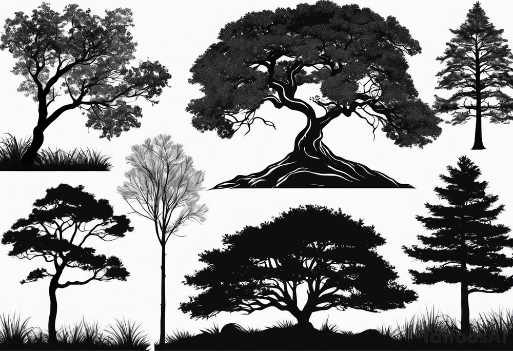Tree silhouette simple tattoo idea
