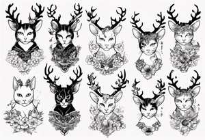A cat with antlers tattoo idea