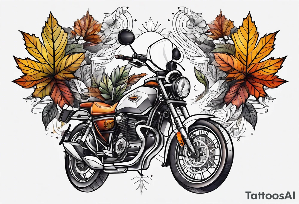 thigh tattoo with fall colors tattoo idea