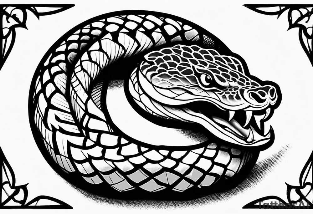 Rattle snake with fangs tattoo idea