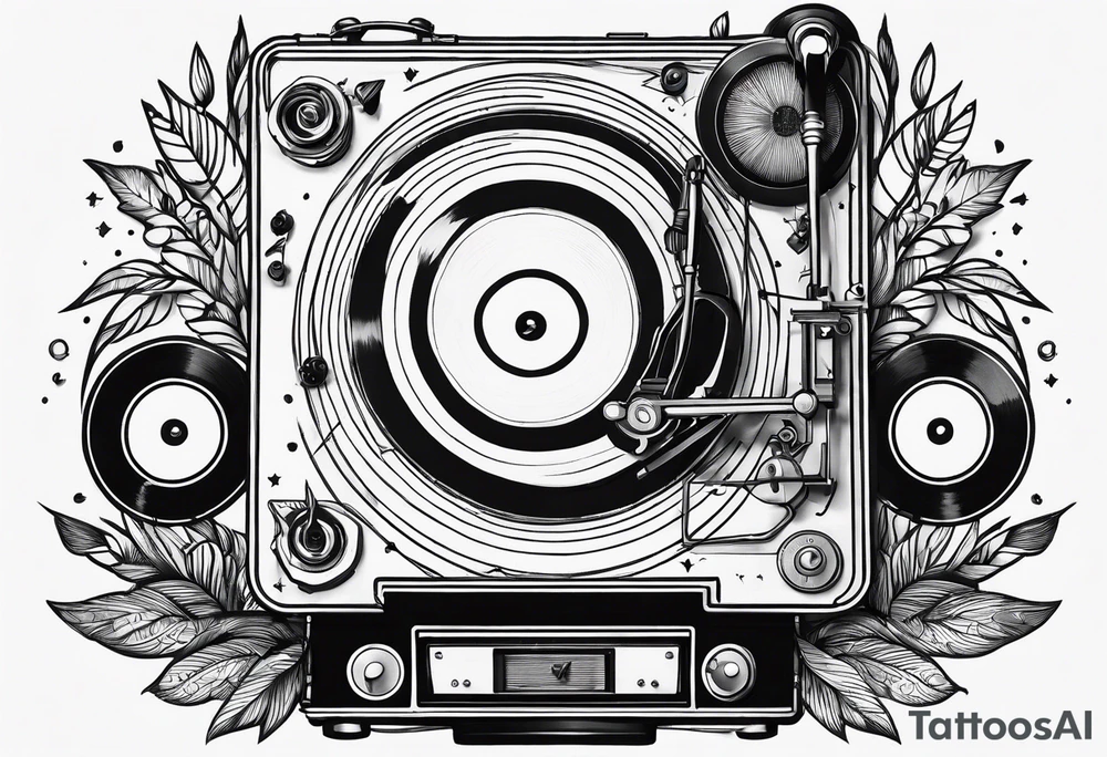Recordplayer finline art minimalistic tattoo idea