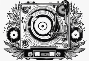 Recordplayer finline art minimalistic tattoo idea