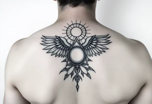 Assimetrical geometric design.hermann hesse demian. Abraxas bird, egg, sun. Wrist placement tattoo idea