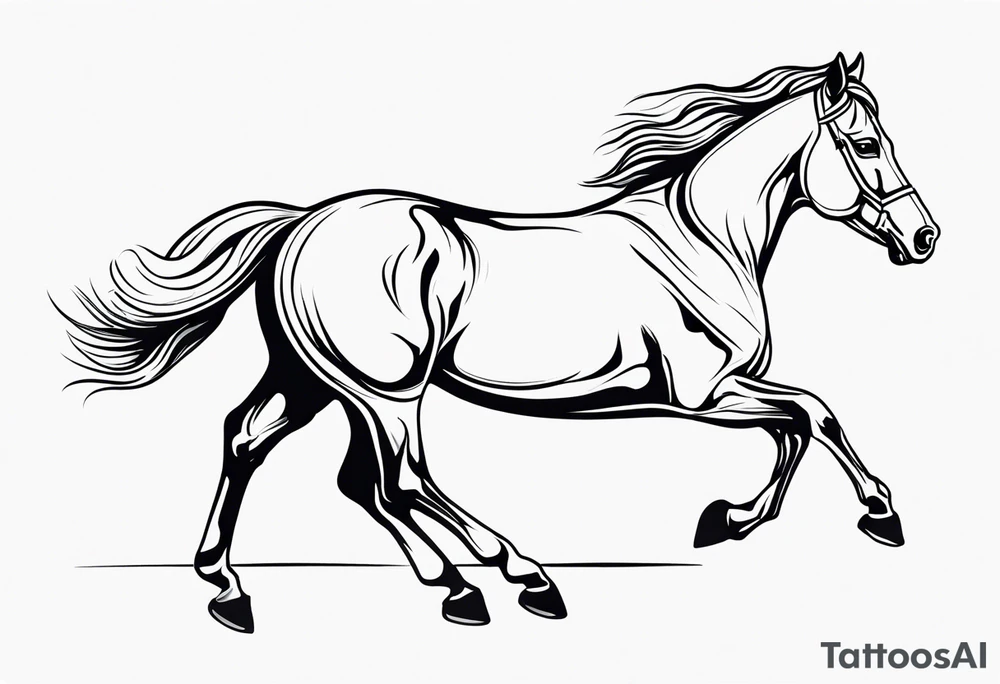 Horse drawn using simple lines tattoo idea