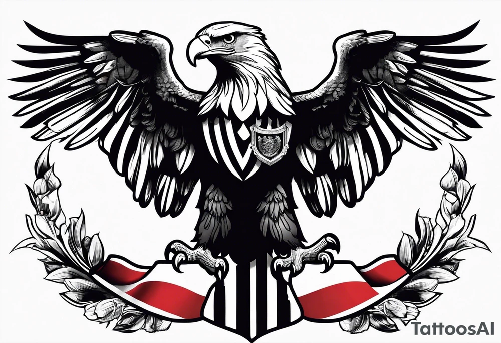 Two eagle holding albanian flag tattoo idea