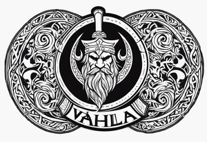 Valhalla viking shield hatchet sword tattoo idea