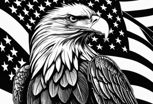 Bald eagle and a spartan helmet with American flag background tattoo idea