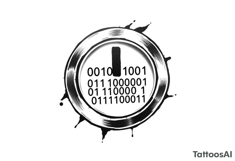 A Power Button with the Binary Text "00100001 01100011 01110000 01110101" Embedded in the button tattoo idea