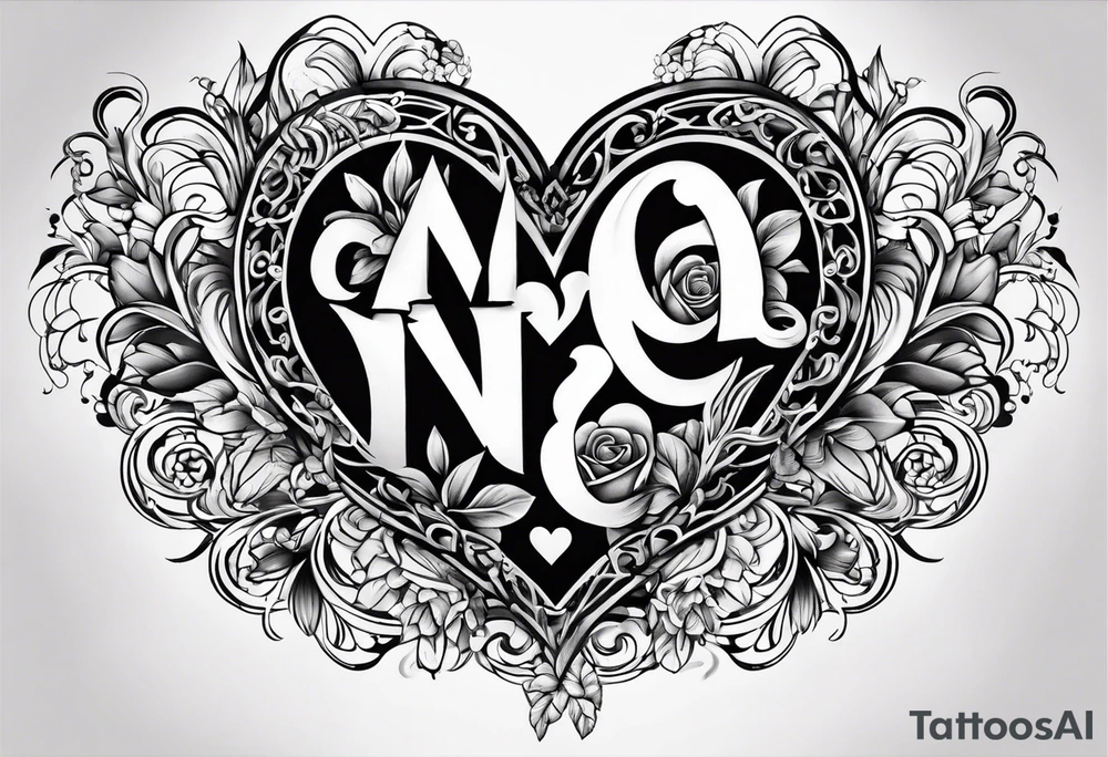 The word Mia inside a heart tattoo idea