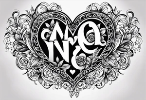 The word Mia inside a heart tattoo idea