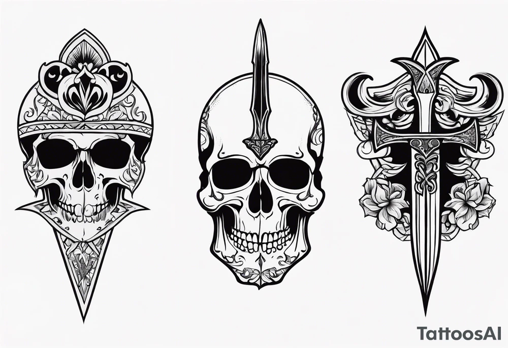 Skull and dagger tattoo idea