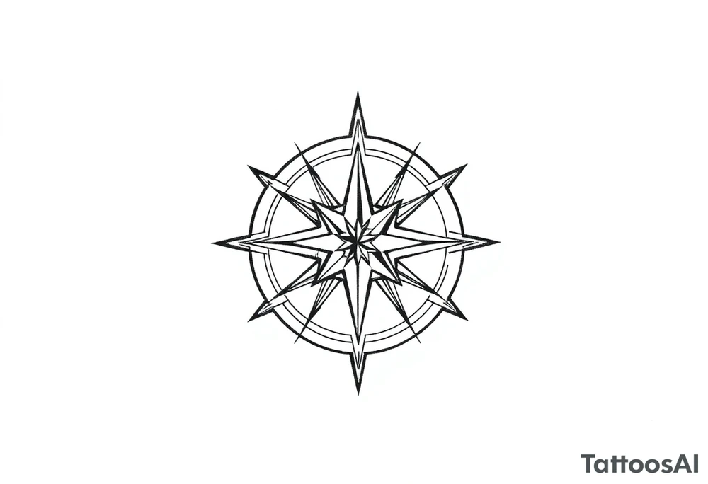 Simple Double layered compass rose tattoo idea