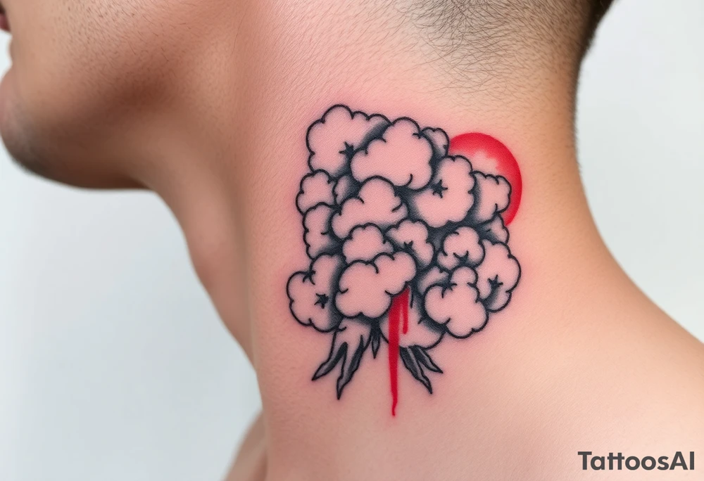 deepfull description of details with clouds and red tattoo idea