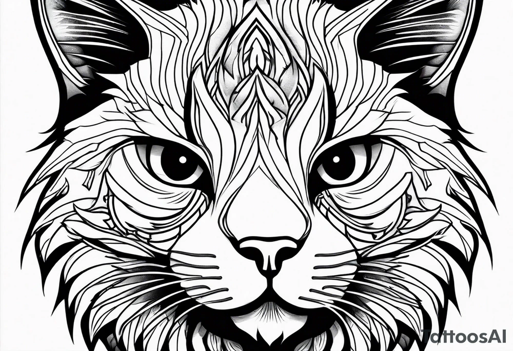 Powerful Himalayan smoosh face cat that is roaring tattoo idea