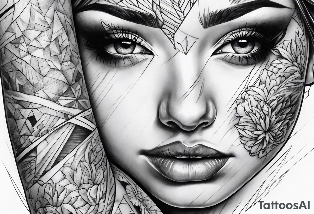tissue pain on arm fragmented tattoo idea