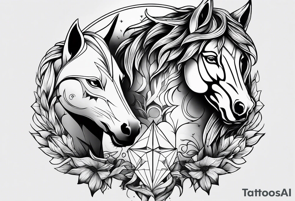 Horse and wolf tattoo idea