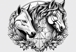 Horse and wolf tattoo idea