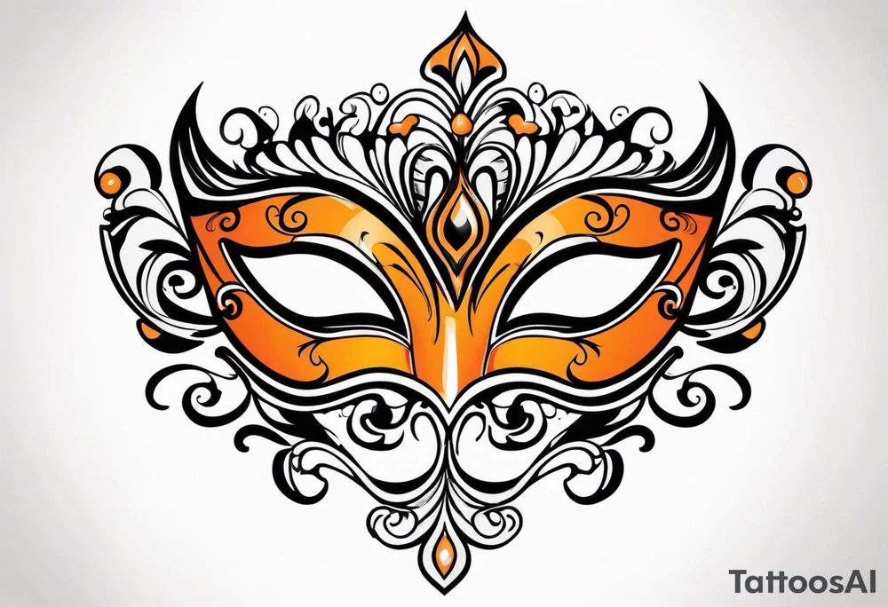Masquerade mask that is orange and black tattoo idea