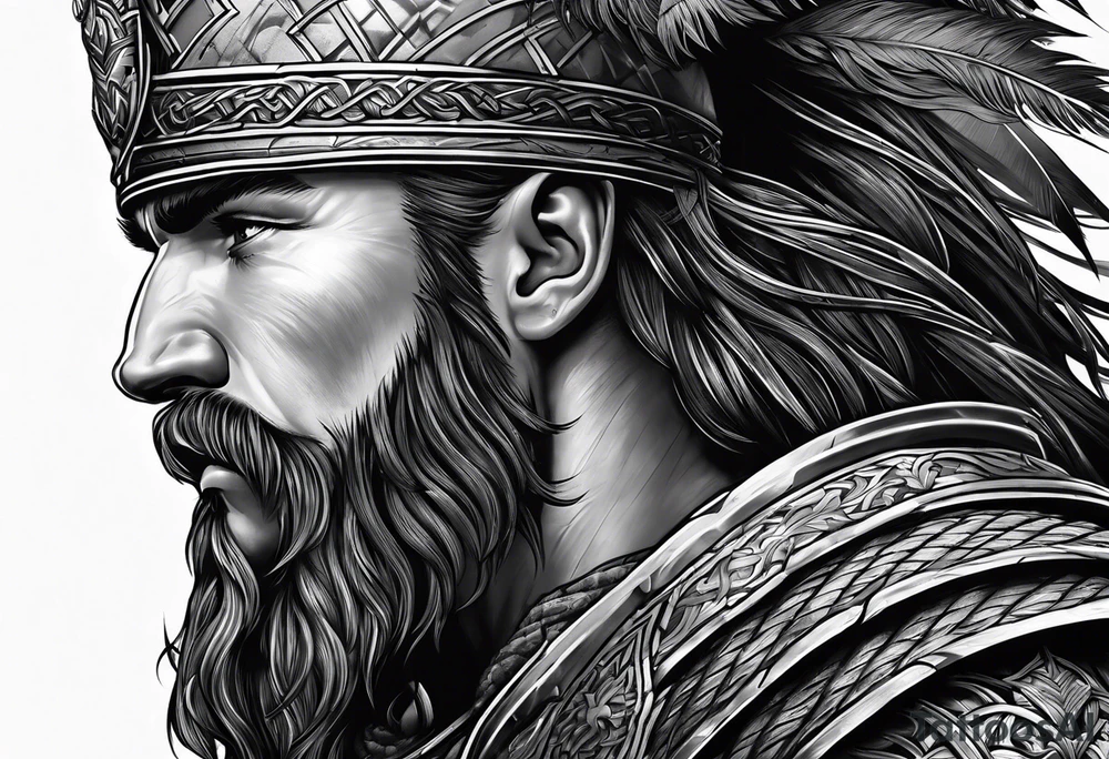 Scottish highland warrior sleeve tattoo idea