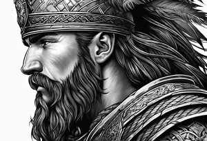 Scottish highland warrior sleeve tattoo idea