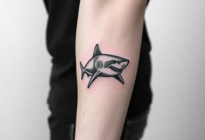 powerful  small great white shark moving forward tattoo tattoo idea