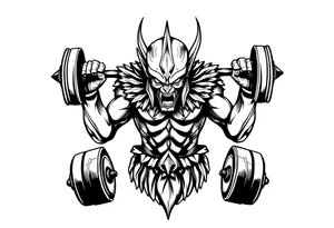 Sauron lifting weights tattoo idea