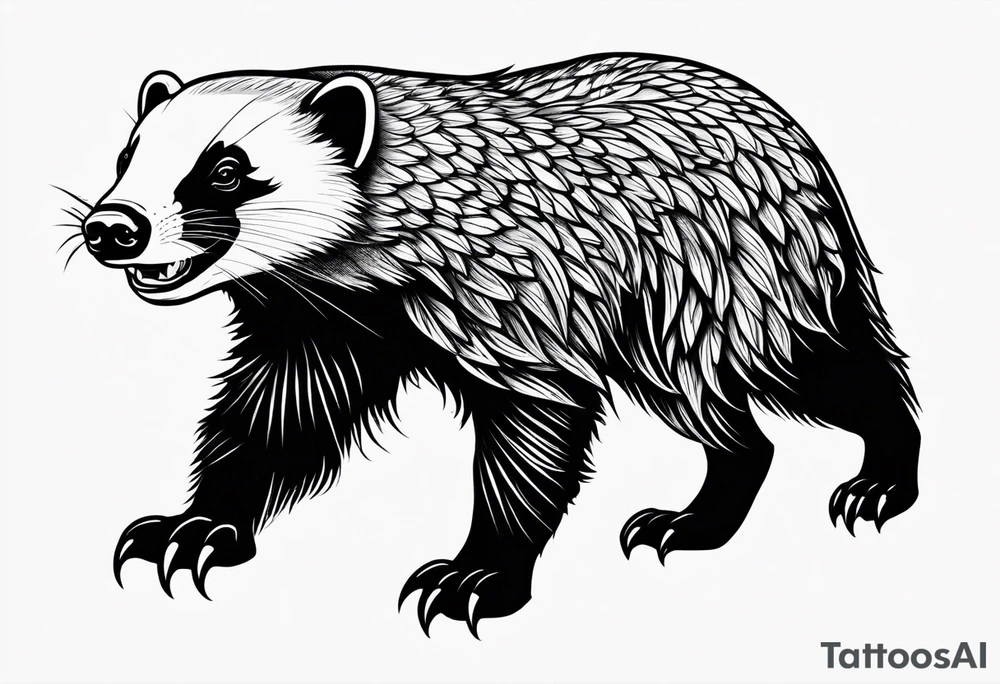 Beautiful powerful honey badger tattoo idea