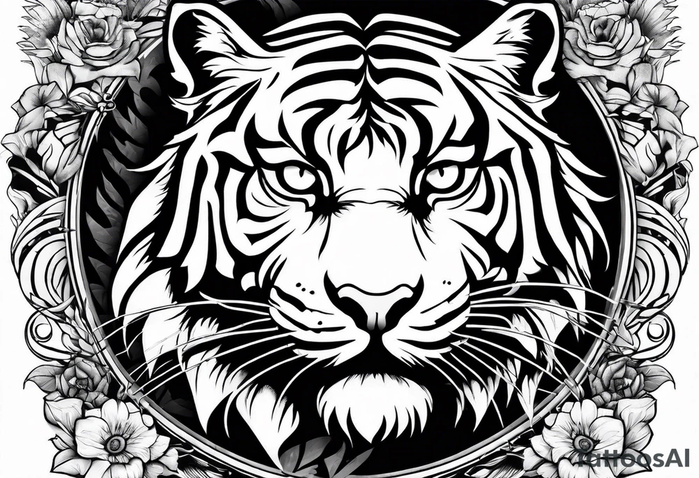 Tiger mauling a cat tattoo idea