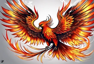 russian firebird phoenix in-flight with very long fancy tail "Isaiah 43: 18-19" tattoo idea