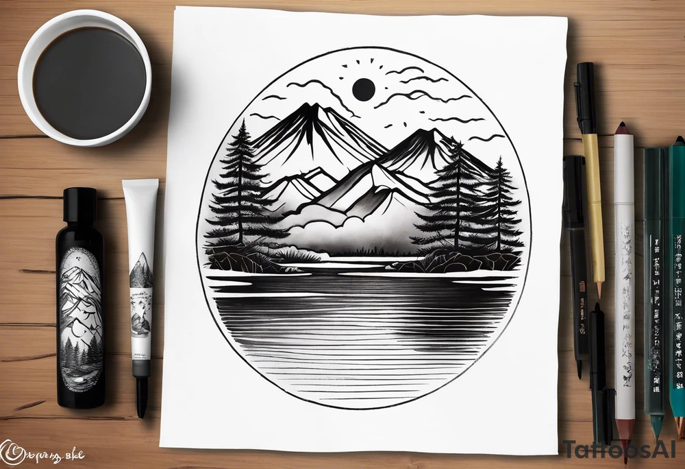 I want my tattoo to be a tree line, then a mountain, then more tree line a straight tattoo for my forearm tattoo idea