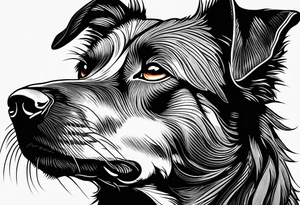 Koolie cross kelpie portrait tattoo idea