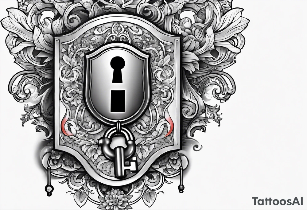A vintage lock and key tattoo idea