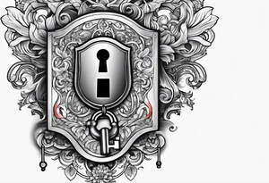 A vintage lock and key tattoo idea