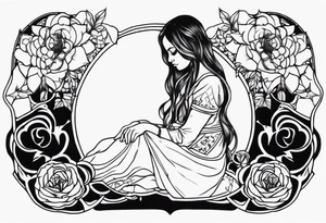 Sad girl Gothic stigmata tattoo idea