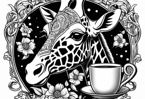 giraffe, tea pot, belt, brunch tattoo idea