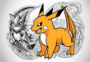 charizard and pikachu tattoo tattoo idea
