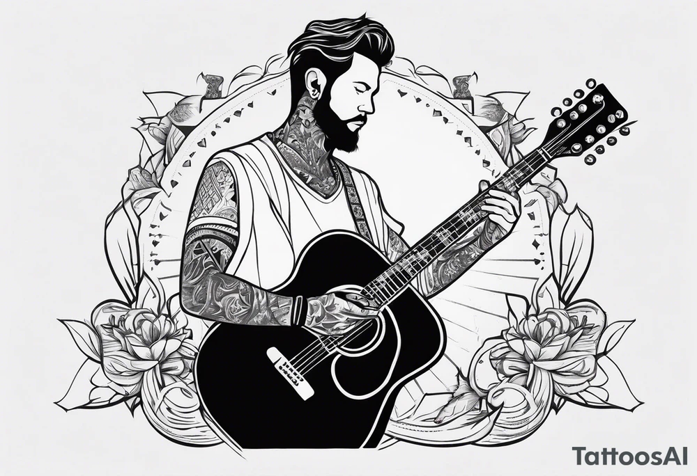 King of ace playing guitar cards tattoo idea