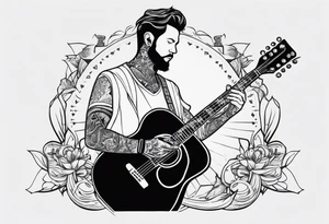 King of ace playing guitar cards tattoo idea