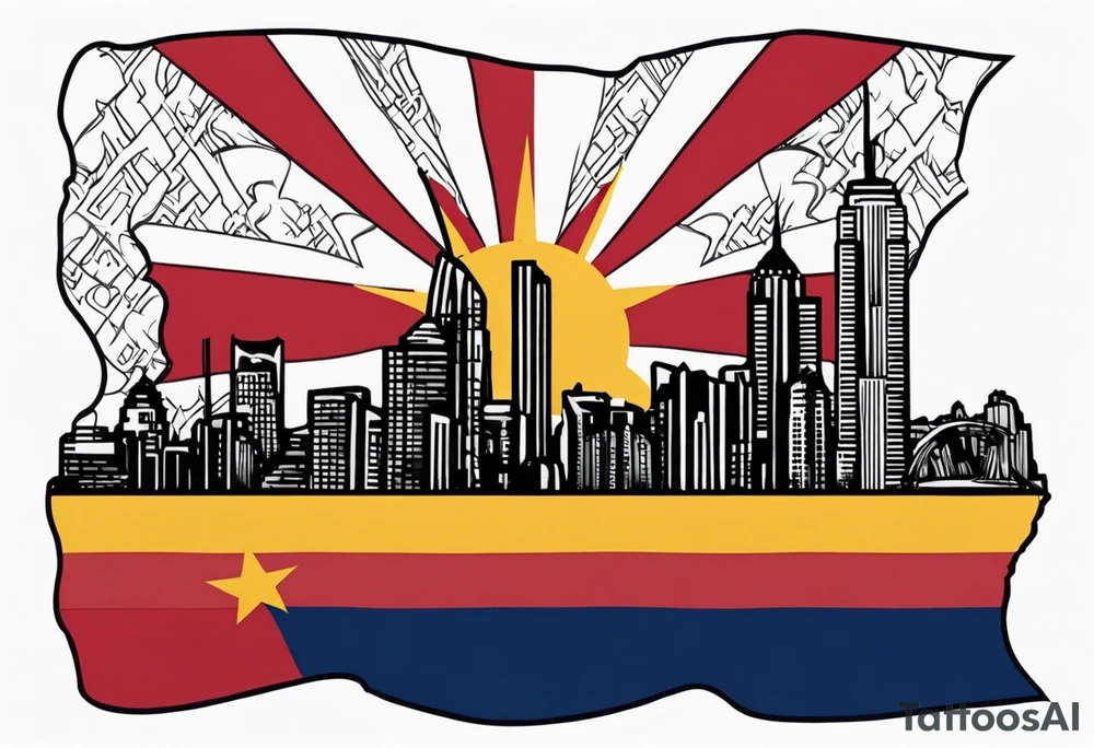 Arizona flag on top of the NYC skyline tattoo idea