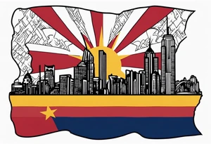 Arizona flag on top of the NYC skyline tattoo idea