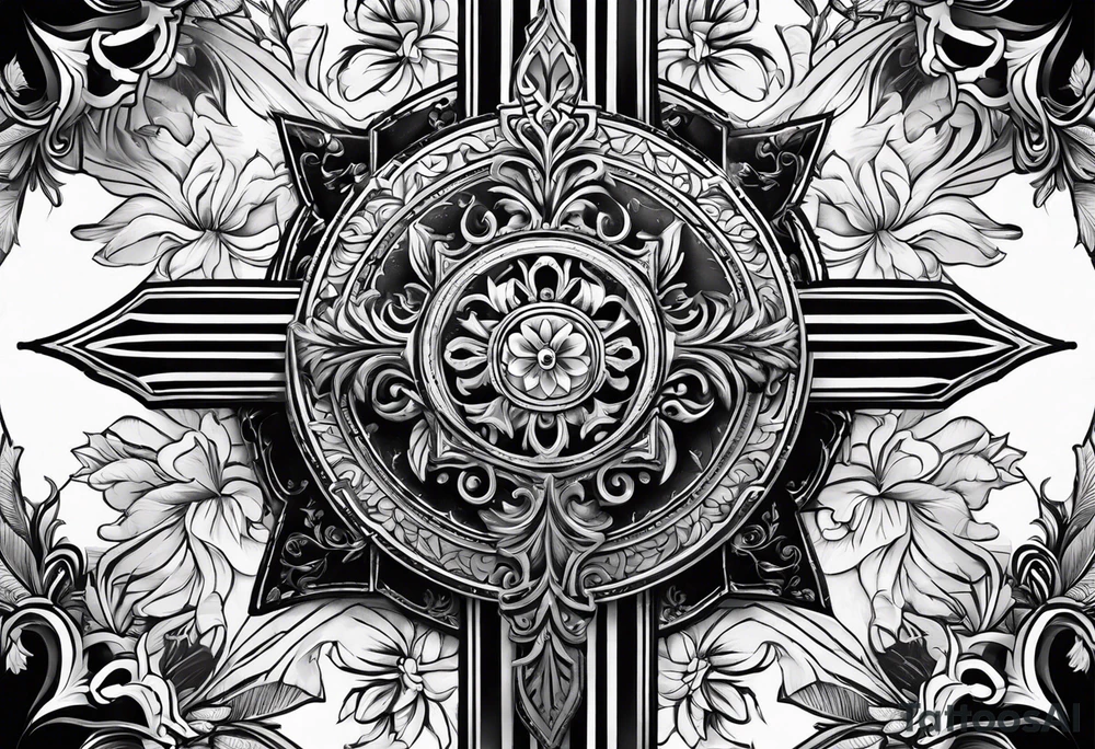 WHITE CROSS WITH BLACK AROUND tattoo idea