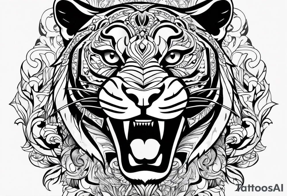psychadelic panther face tattoo idea