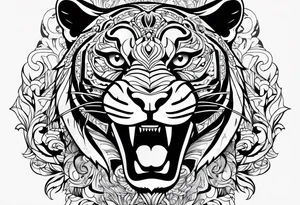 psychadelic panther face tattoo idea