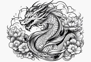 dragon and koi fish cute tattoo idea