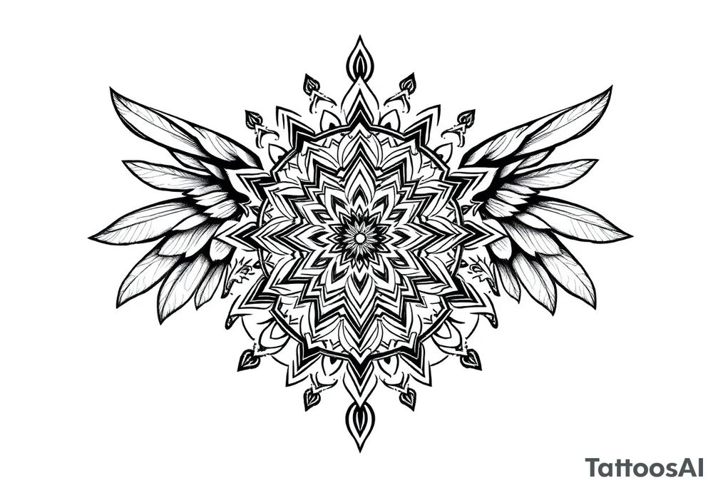 spiritual feathers indian mandala shaman rune tattoo idea
