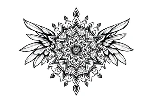 spiritual feathers indian mandala shaman rune tattoo idea