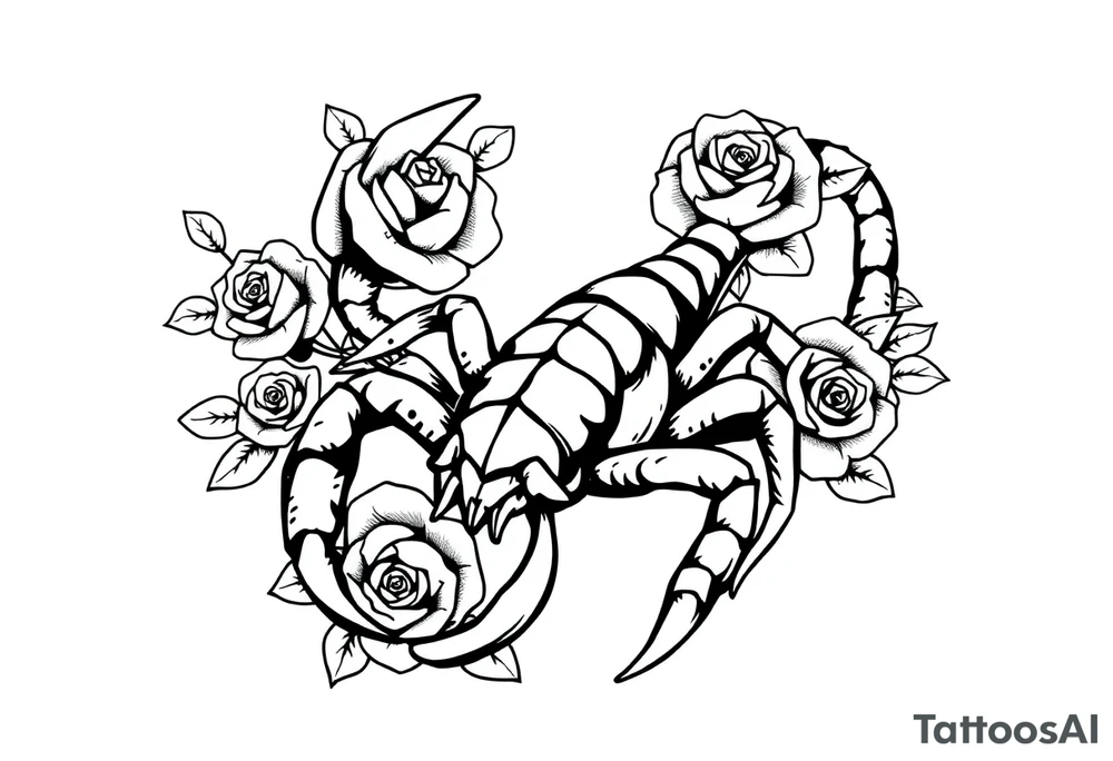 Scorpion with roses tattoo idea